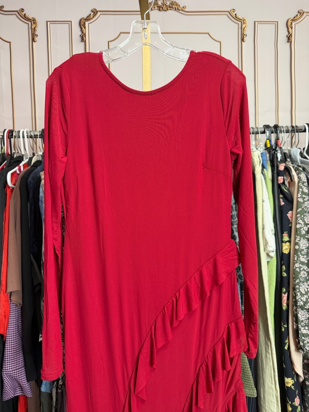 Capuffy Womens Long Sleeves Backless Maxi Dress- Wine Red. Size XL - Picture 3 of 9